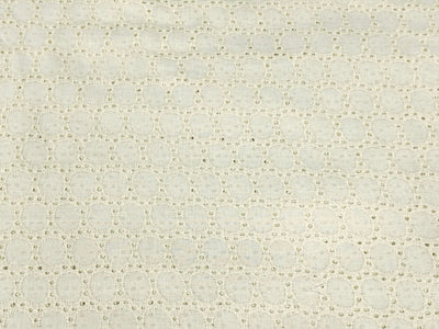Cream Embroidered Hakoba Cotton Fabric