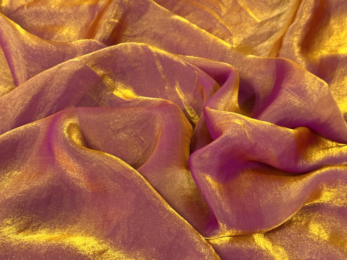 हनी गोल्डन डुअल टोन प्लेन सॉफ्ट फेंडी सिल्क फैब्रिक