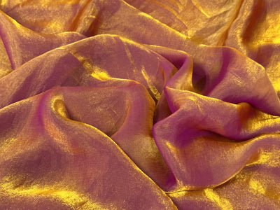 हनी गोल्डन डुअल टोन प्लेन सॉफ्ट फेंडी सिल्क फैब्रिक