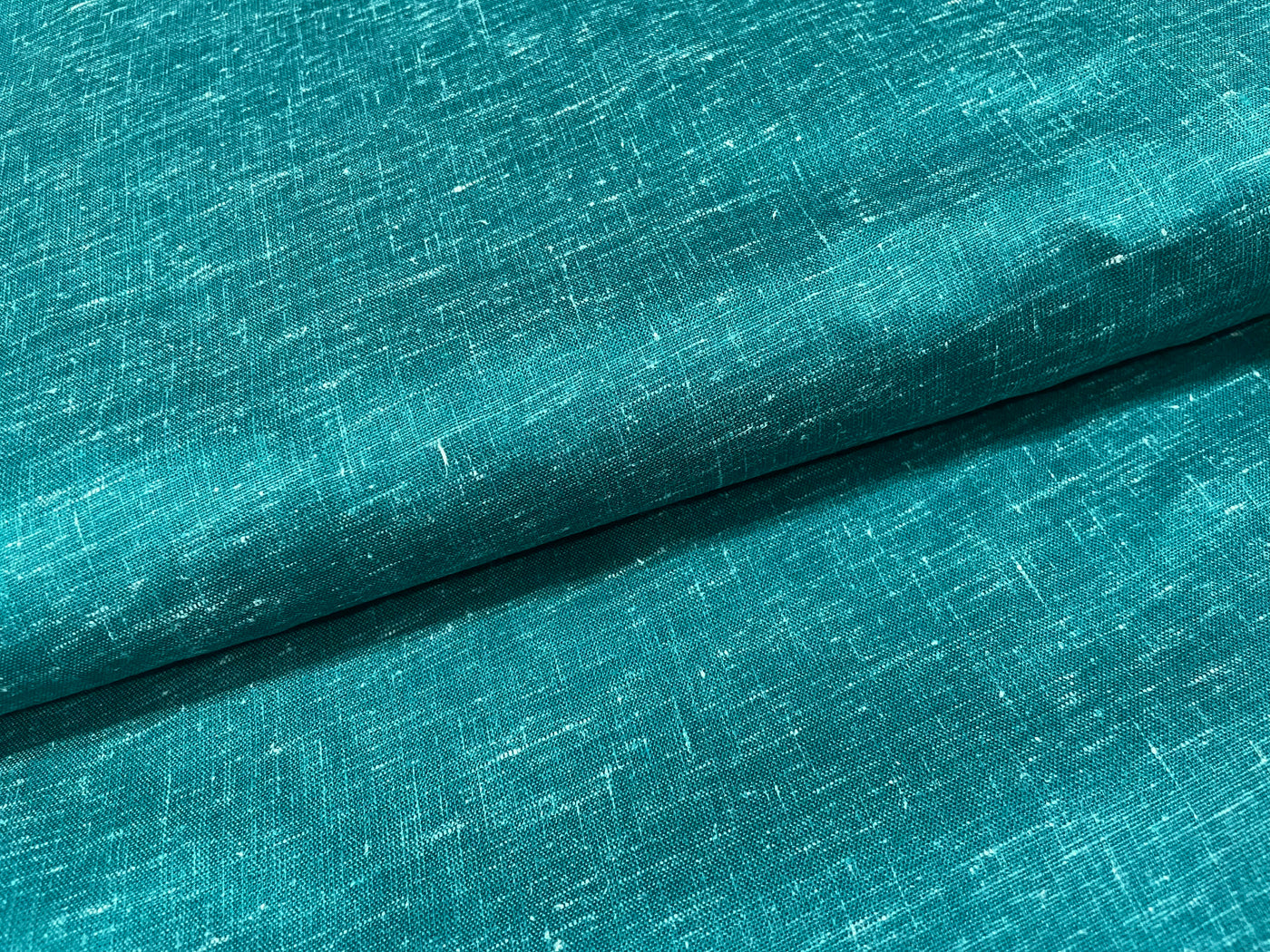 Dark Turquoise Green Plain Cotton Linen Fabric