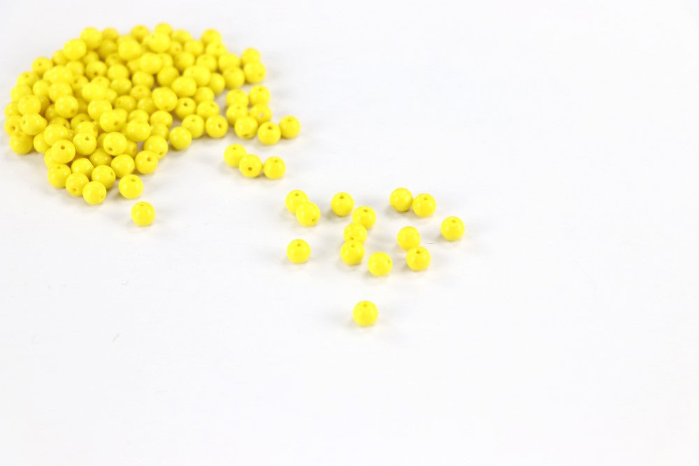 Yellow Round Glass Beads