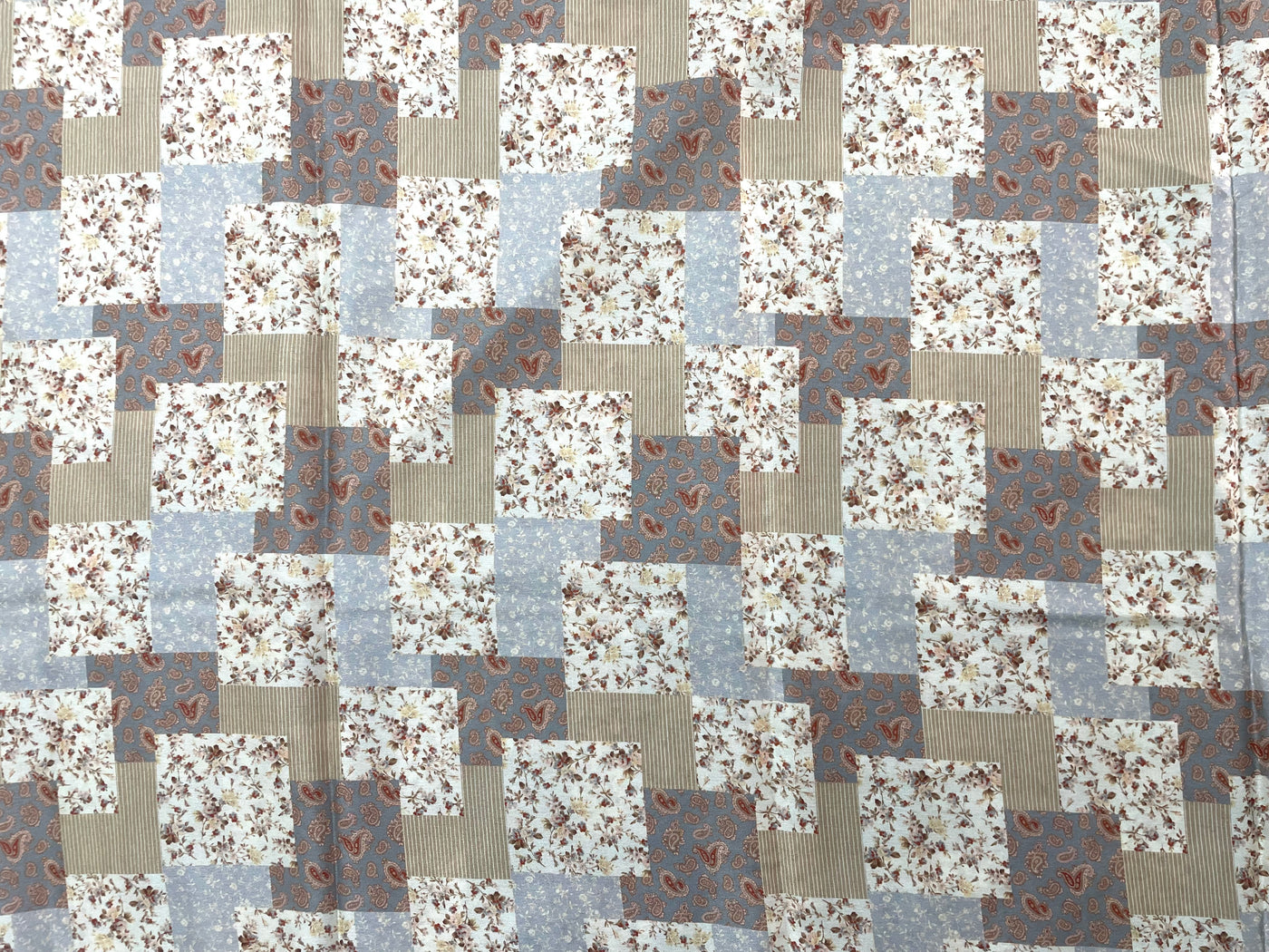 Beige and Gray Digital Printed Moss Crepe Fabric