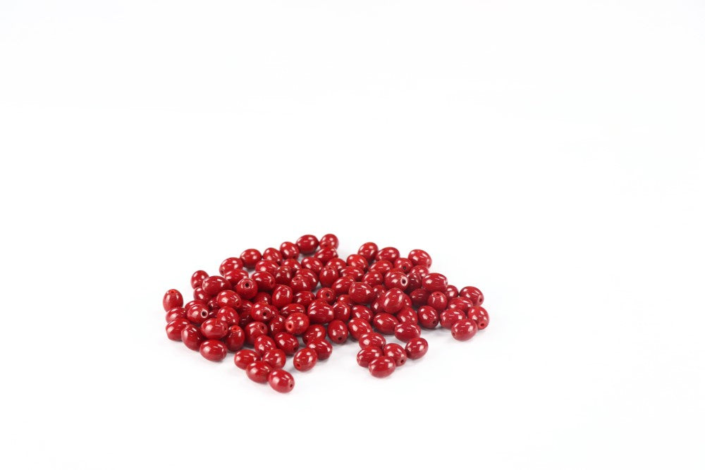 Red Oval Glass Beads