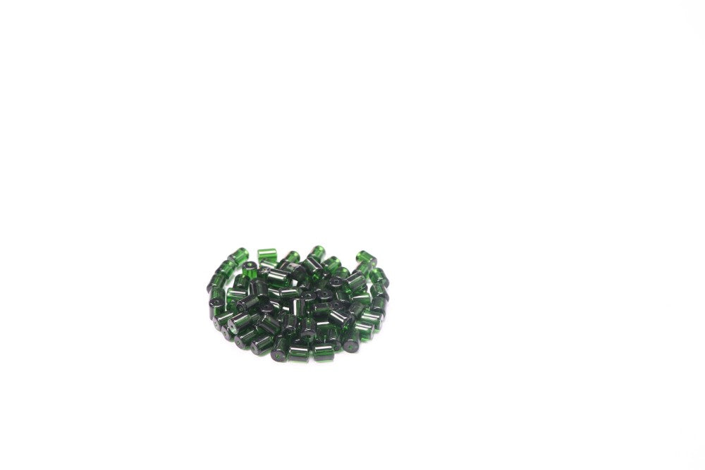 Dark Green Cylindrical Glass Beads