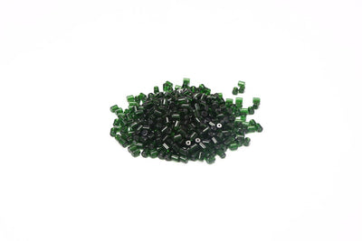 Dark Green Cylindrical Glass Beads