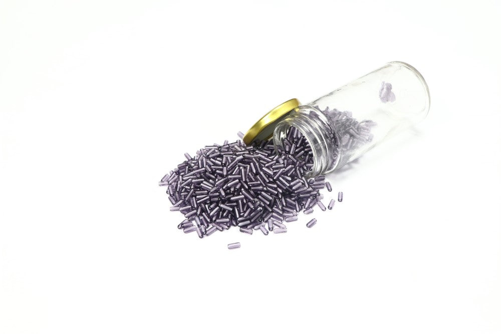 Purple Cylindrical Glass Beads