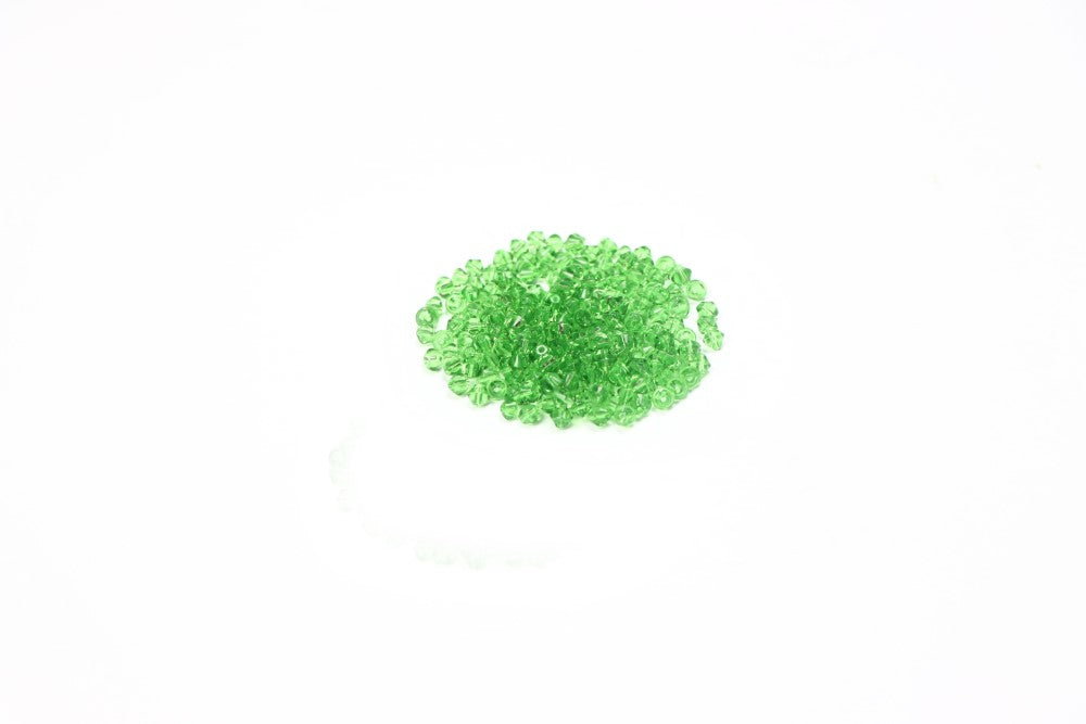 Green Bi-cone Glass Beads