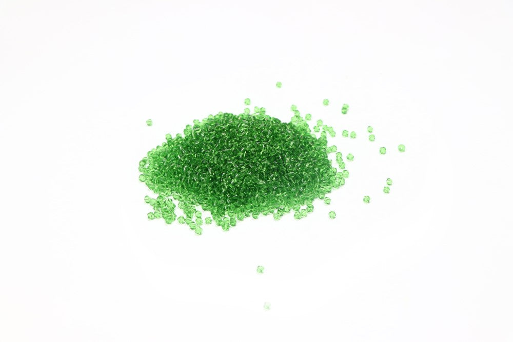 Green Bi-cone Glass Beads