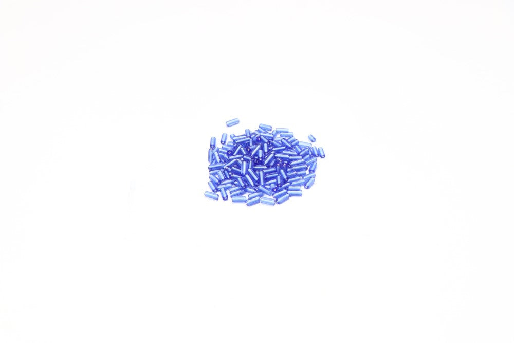 Electric Blue Cylindrical Glass Beads