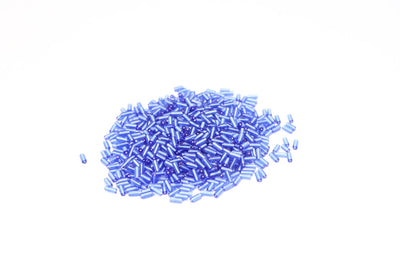 Electric Blue Cylindrical Glass Beads