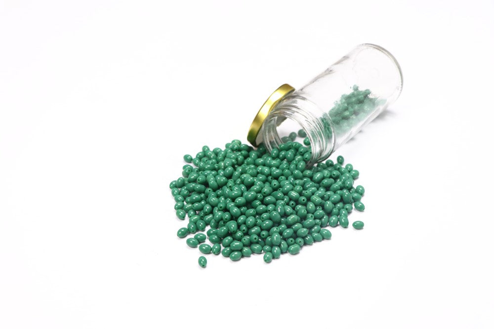 Green Oval Glass Beads