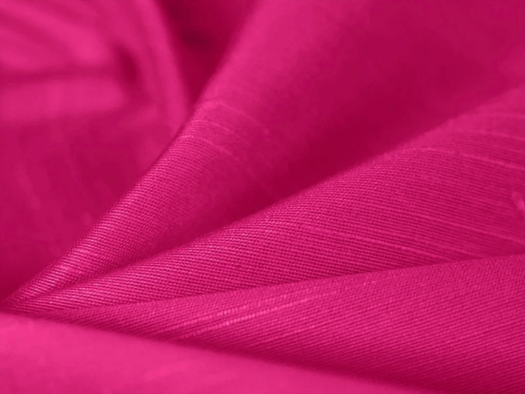 Bright Pink Plain Bangalore Raw Silk Fabric