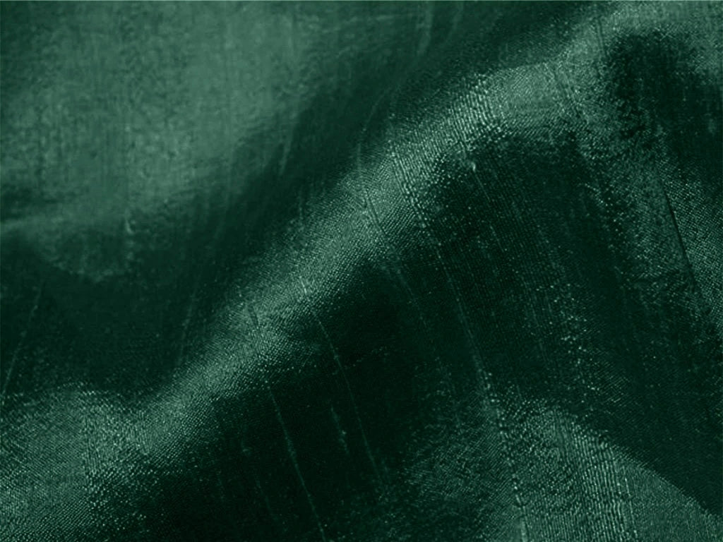 Bottle Green Plain Bangalore Raw Silk Fabric