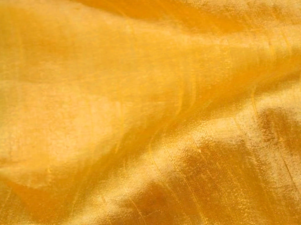 Orangish Yellow Plain Bangalore Raw Silk Fabric