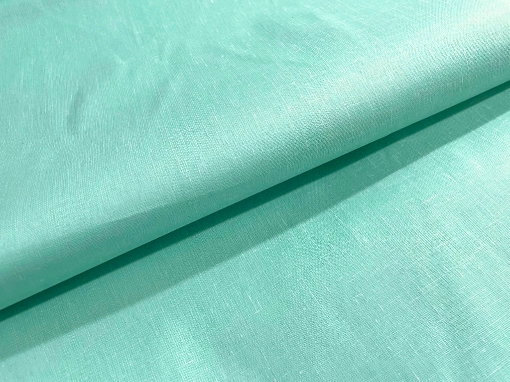 Light Turquoise Plain Cotton Linen Fabric