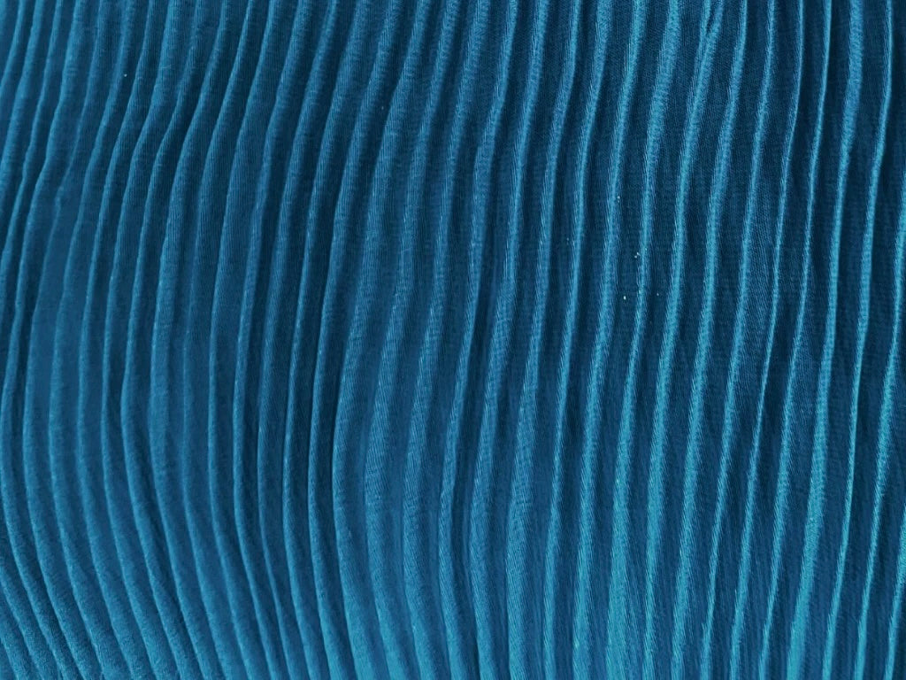 Peacock Blue Plain Pleated Georgette Fabric