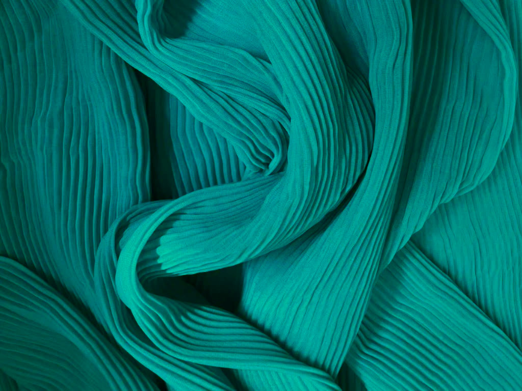 Turquoise Plain Pleated Georgette Fabric