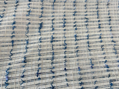 White & Blue Stripes Cotton Jacquard Fabric