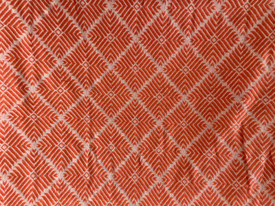 Orange Geometric Cotton Jacquard Fabric