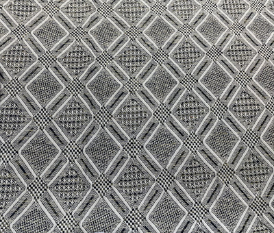 White & Gray Geometric Cotton Jacquard Fabric