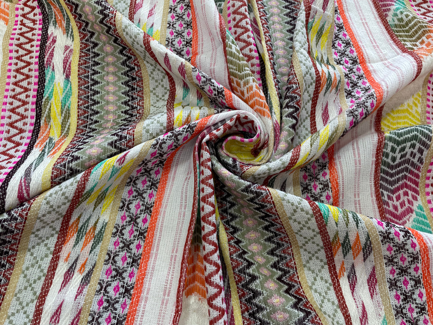 Multicolor Traditional Cotton Jacquard Fabric