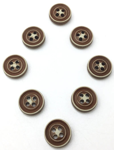 Brown Circular 4 Hole Plastic Buttons