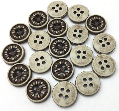 Brown Circular 4 Hole Polyester Buttons