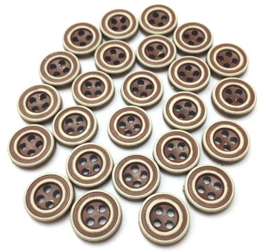 Brown Circular 4 Hole Polyester Buttons