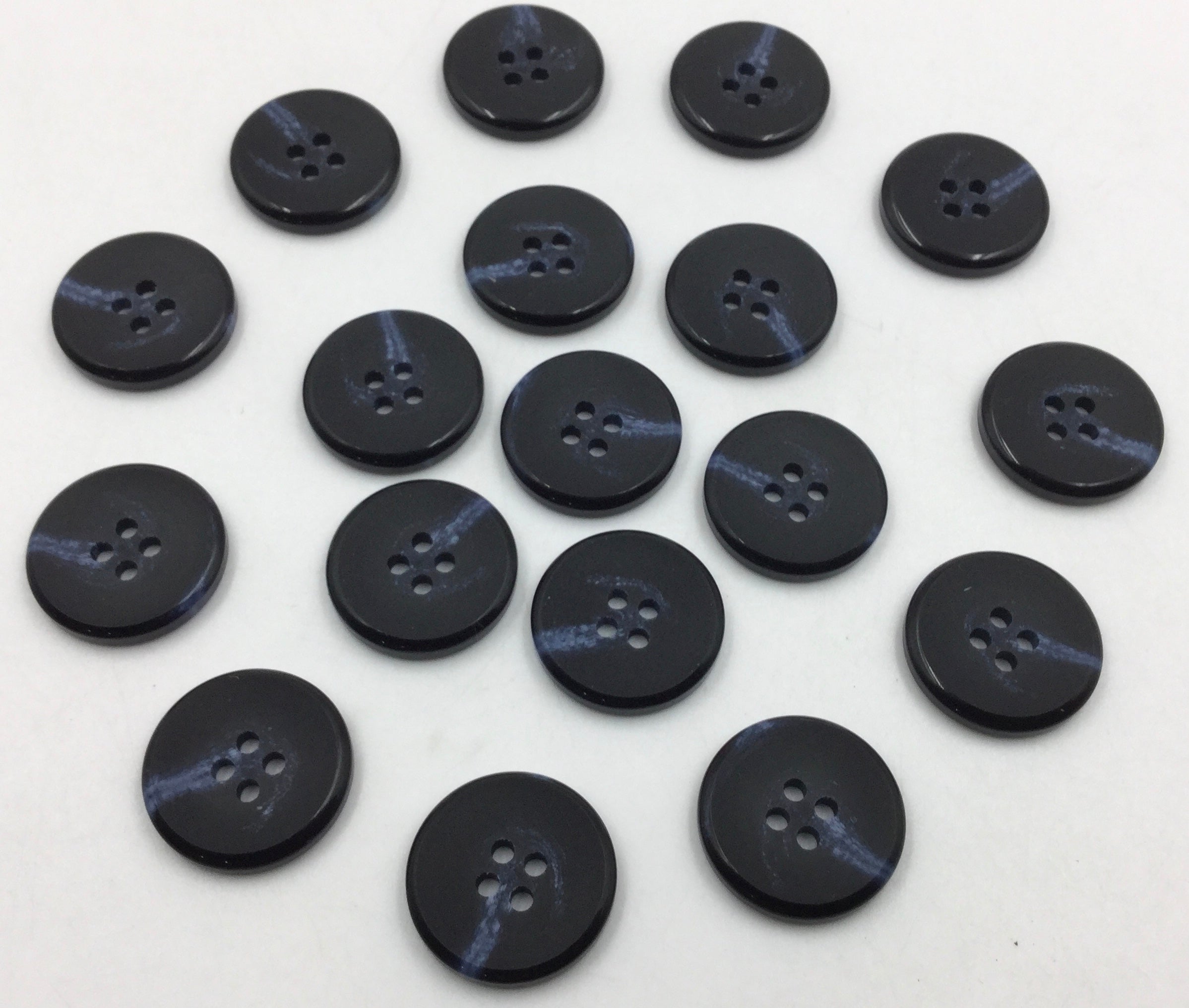 Bevelled Polyester Button Navy Blue & Black Circular 4 Hole Polyester Buttons