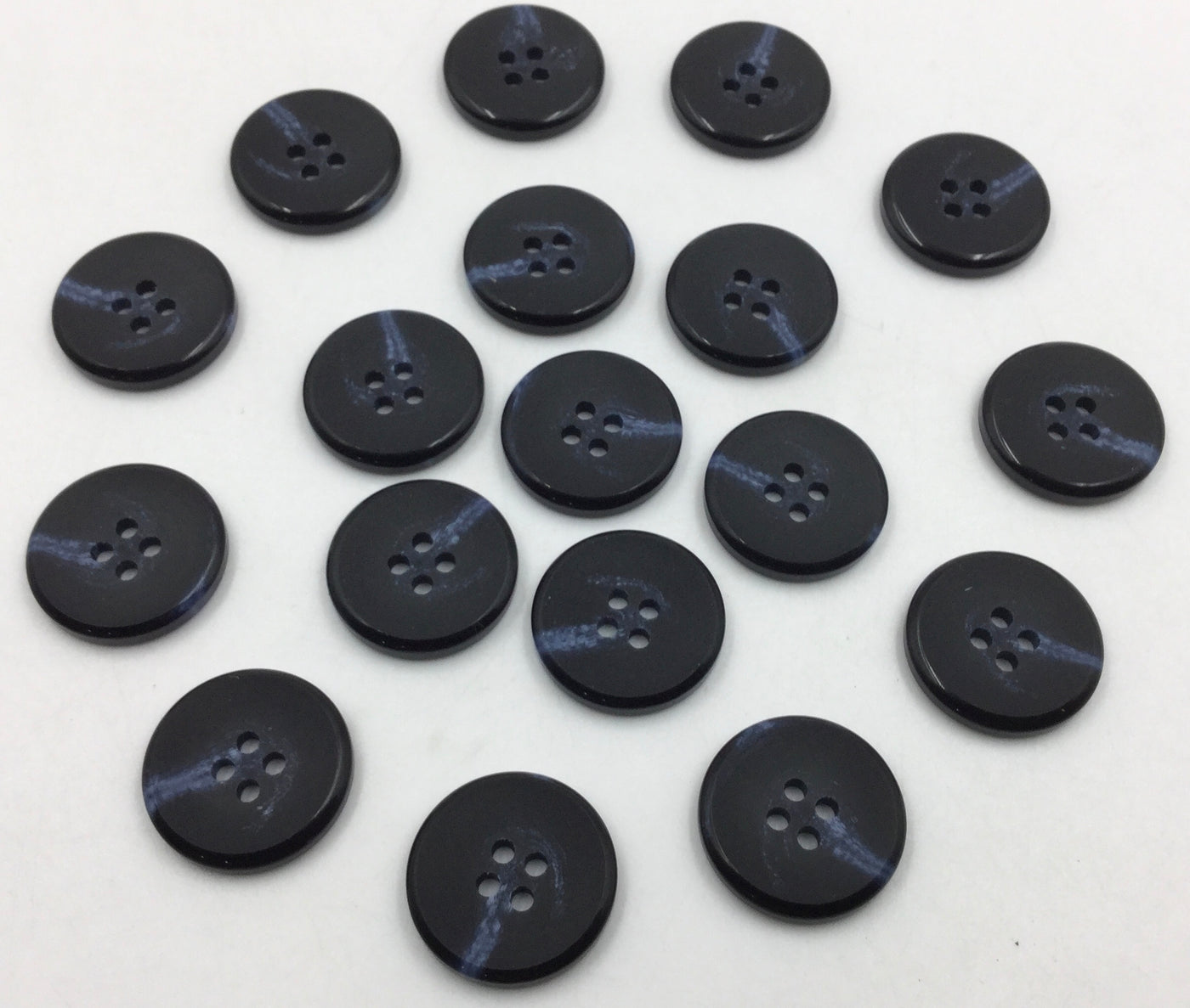 Navy Blue & Black Circular 4 Hole Polyester Buttons