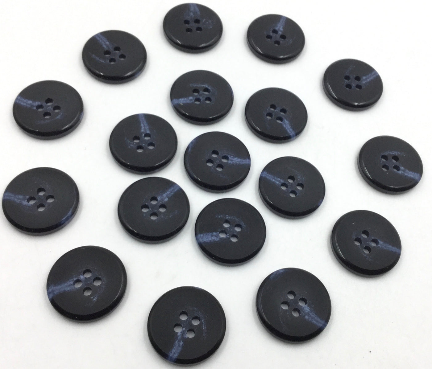 Navy Blue & Black Circular 4 Hole Polyester Buttons