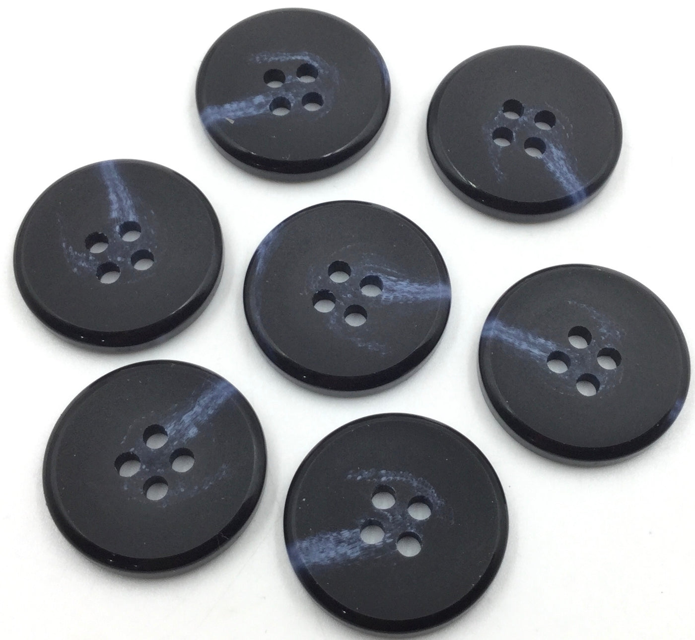 Navy Blue & Black Circular 4 Hole Polyester Buttons