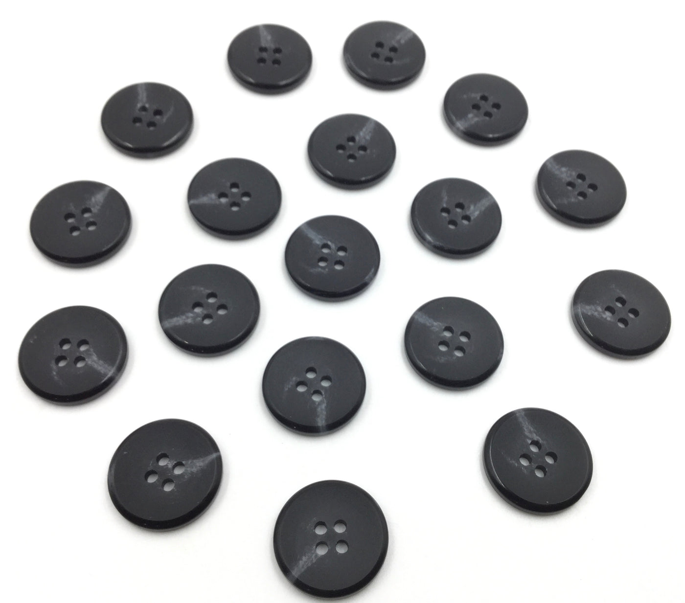 Black Circular 4 Hole Polyester Buttons