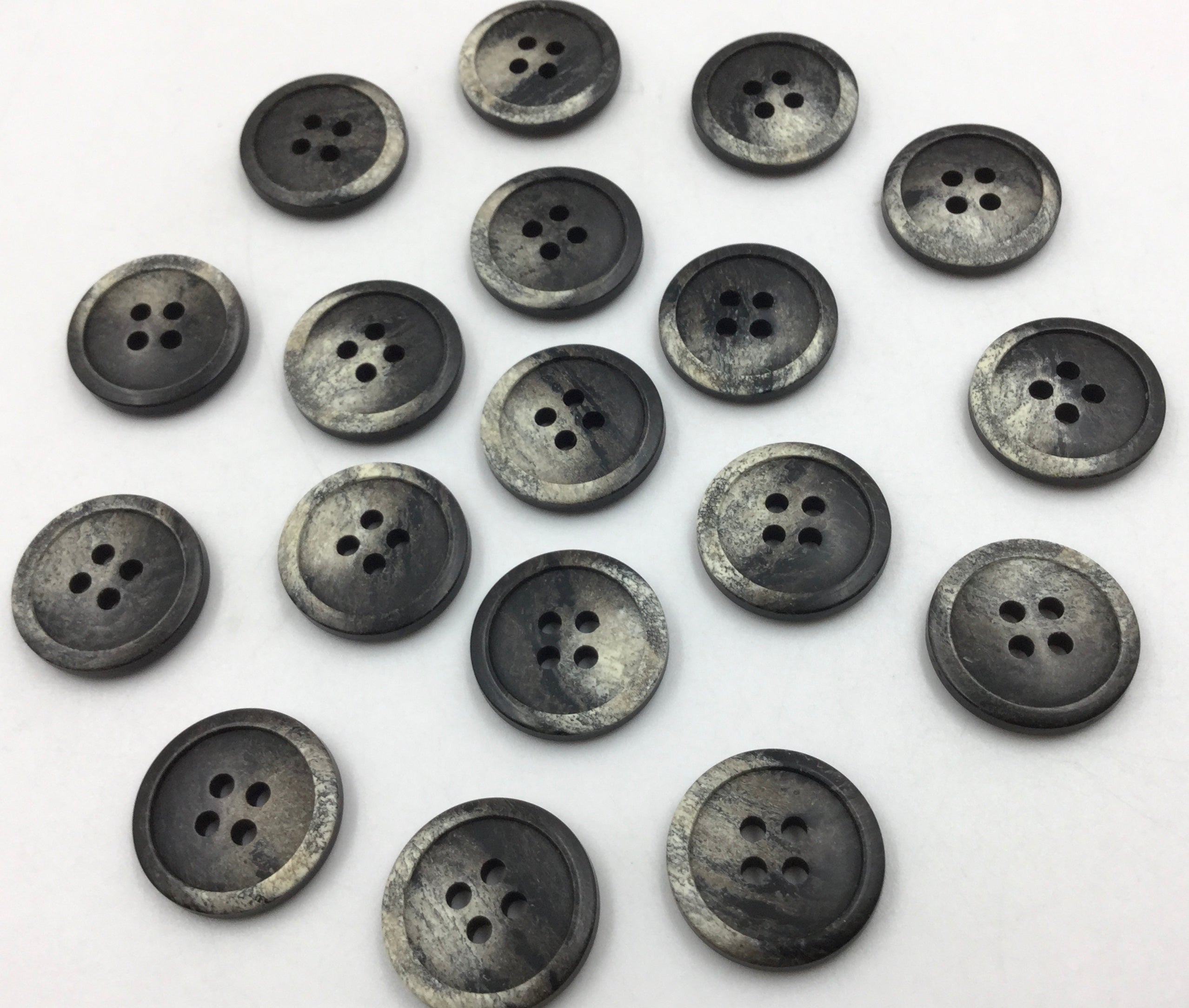 Bevelled Polyester Button Black Circular 4 Hole Polyester Buttons