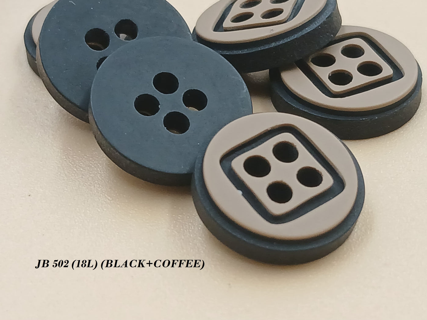 Black & Coffee Brown 4 Hole Polyester Buttons 18L