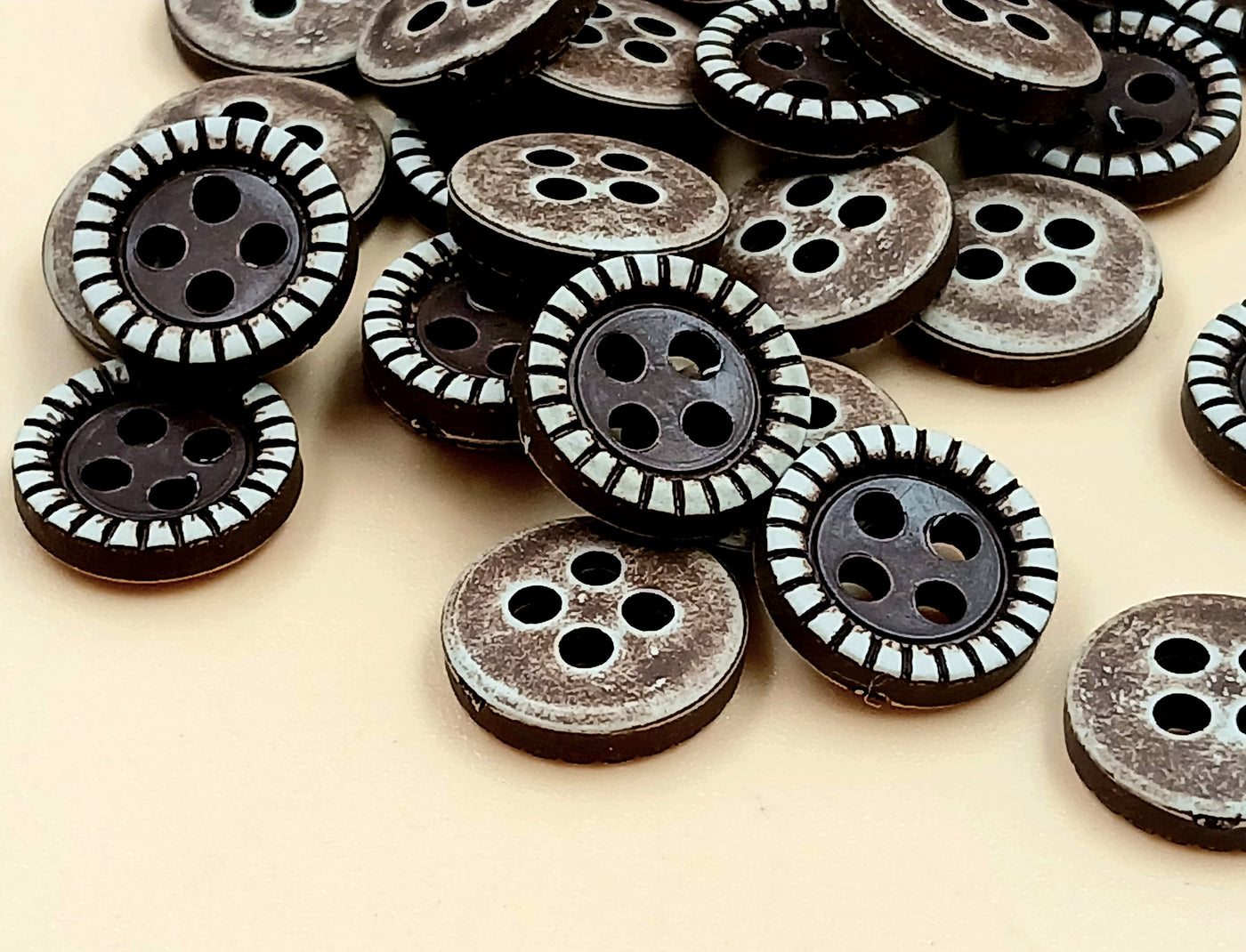 Brown Circular 4 Hole 18L Polyester Buttons