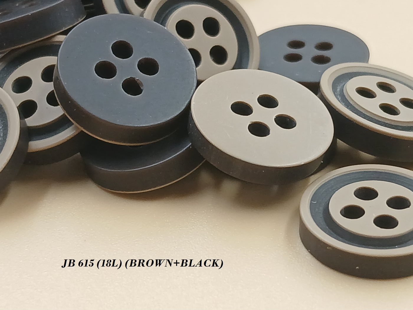 Brown & Black Colour 4 Hole 18L Polyester Buttons