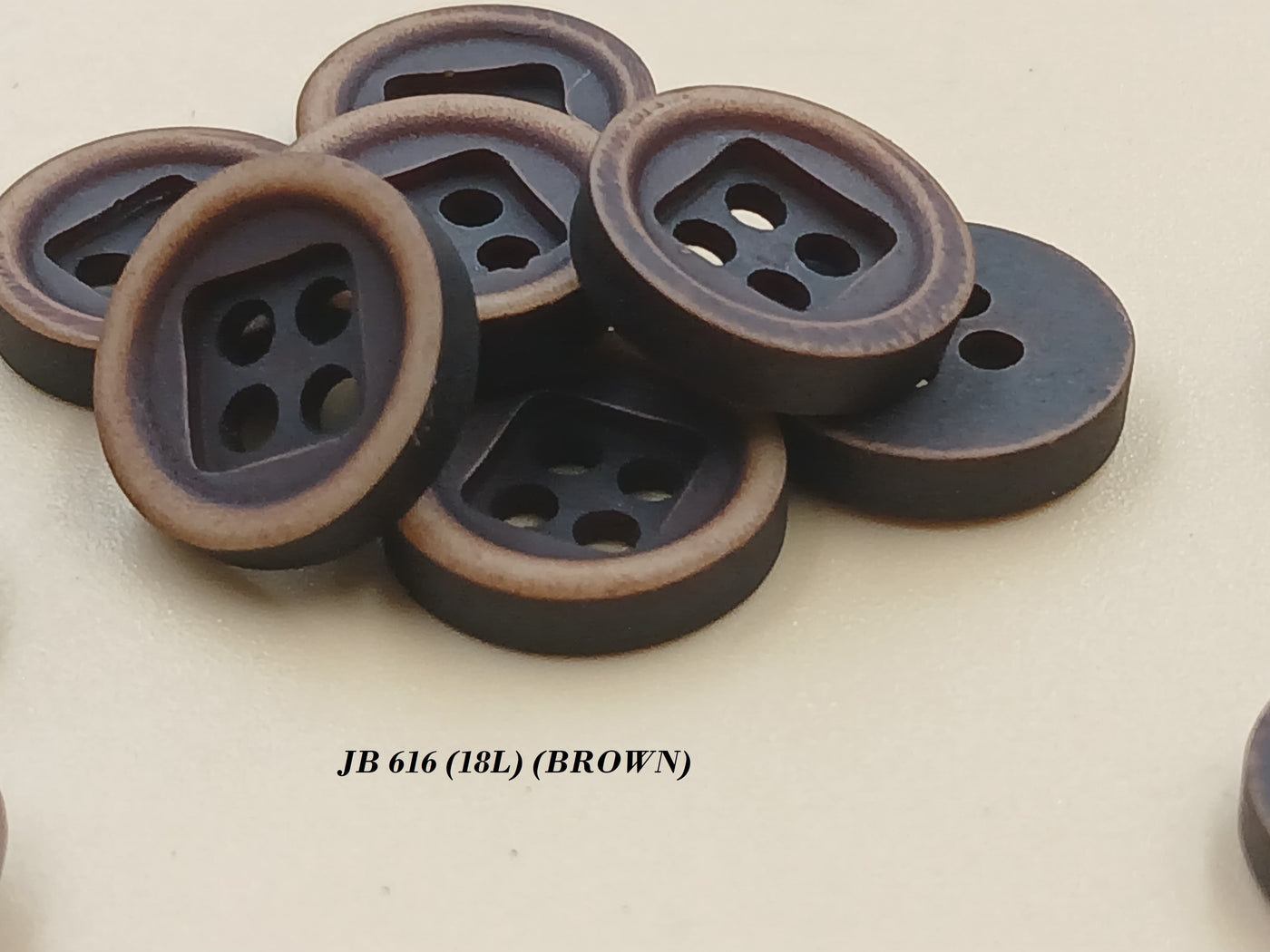 Brown 4 Hole  Polyester Buttons 18L