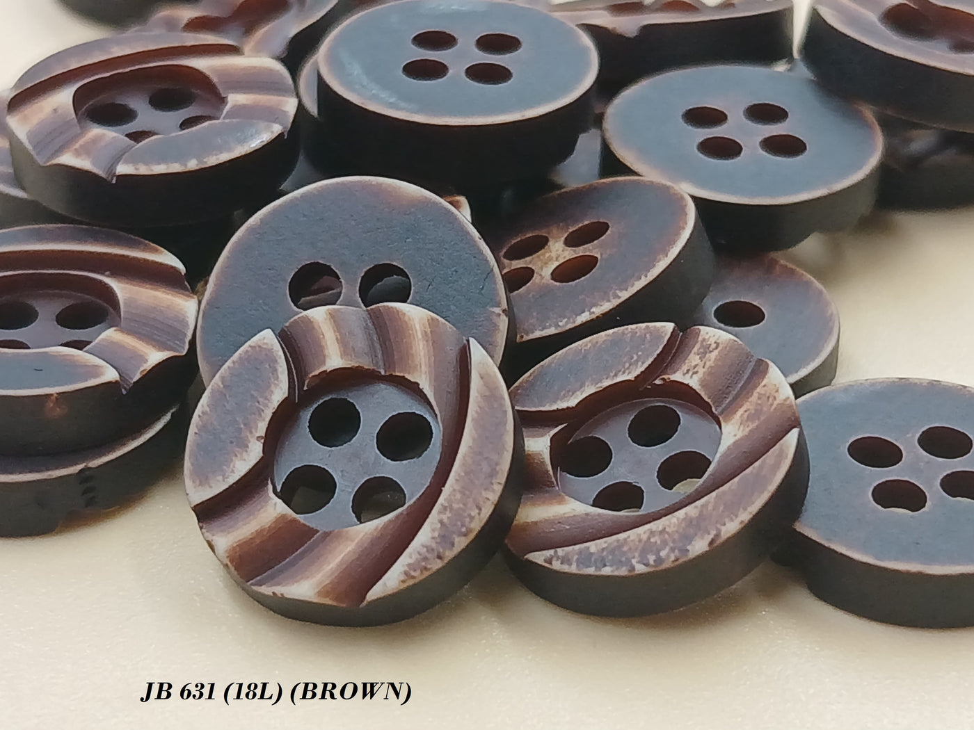 Brown Circular 4 Hole 18L Polyester Buttons
