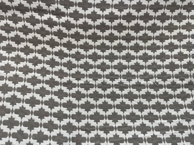 White & Gray Traditional Cotton Jacquard Fabric