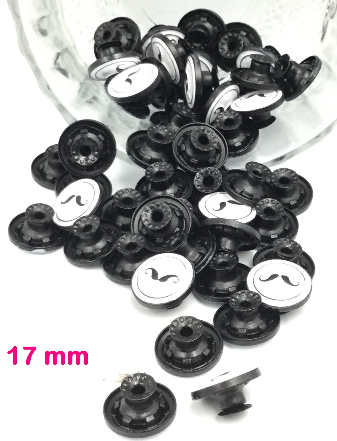 Black & White Designer Circular Metal Button