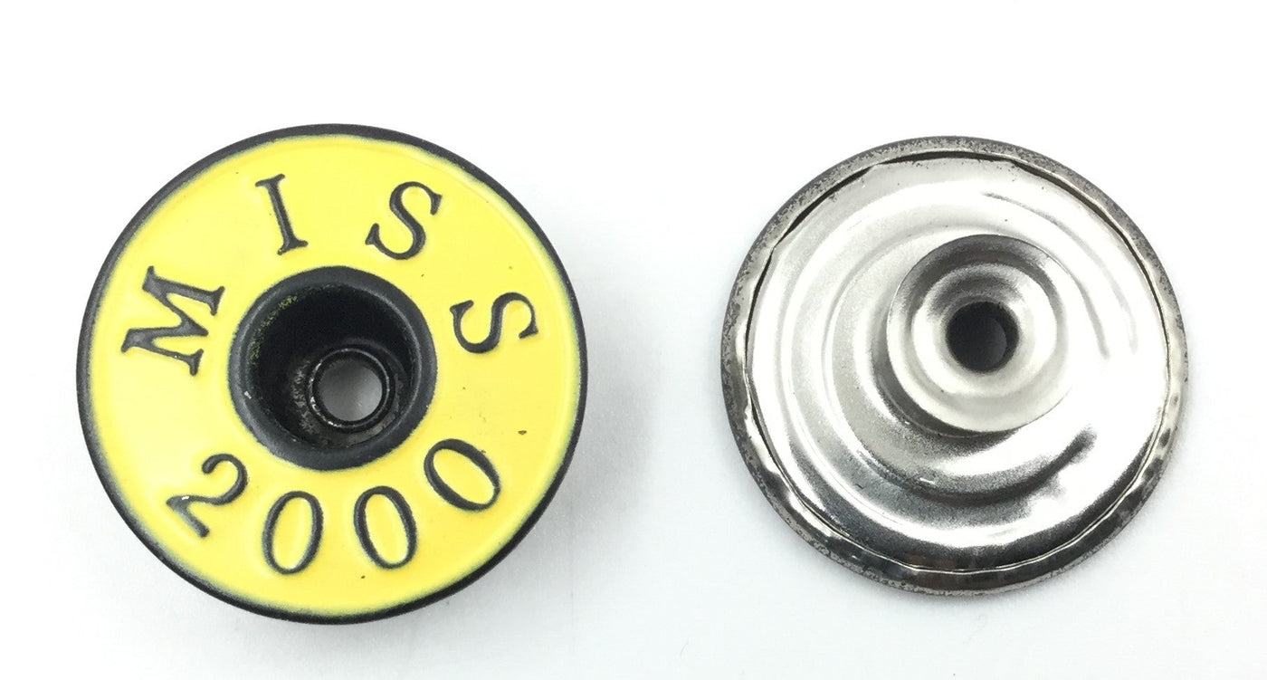 Yellow And Black  Ligne  Circular Metal Buttons 32L