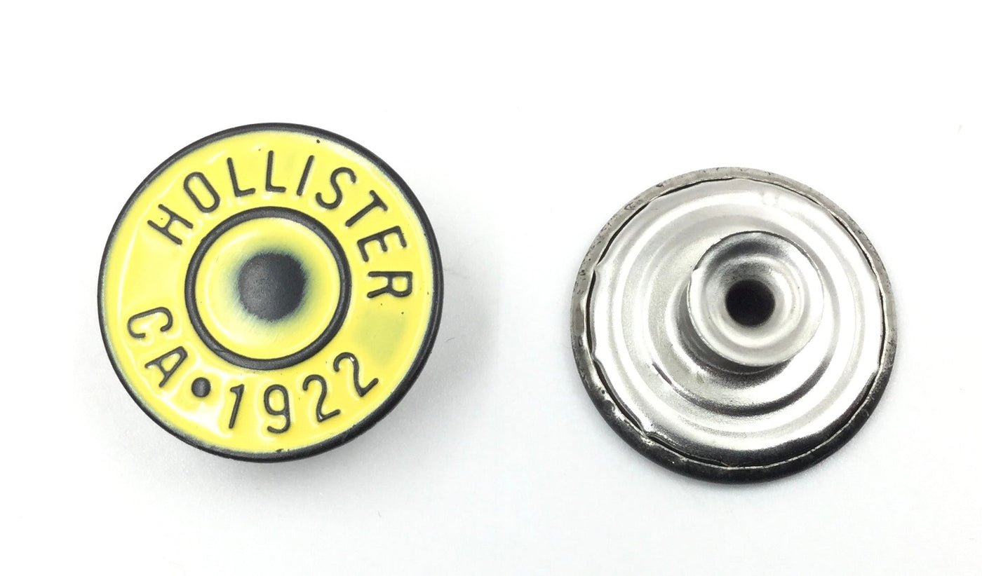 Yellow And Black Circular Ligne Metal Buttons 32L