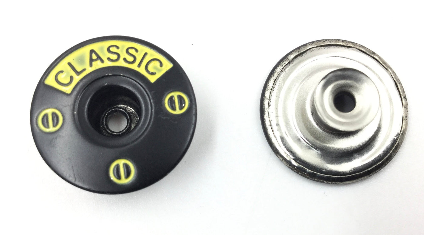 Black And Yellow Circular Ligne Metal Buttons 32L