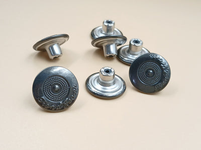 Black & Silver Round Shape 1 Hole Metal Rivet Buttons