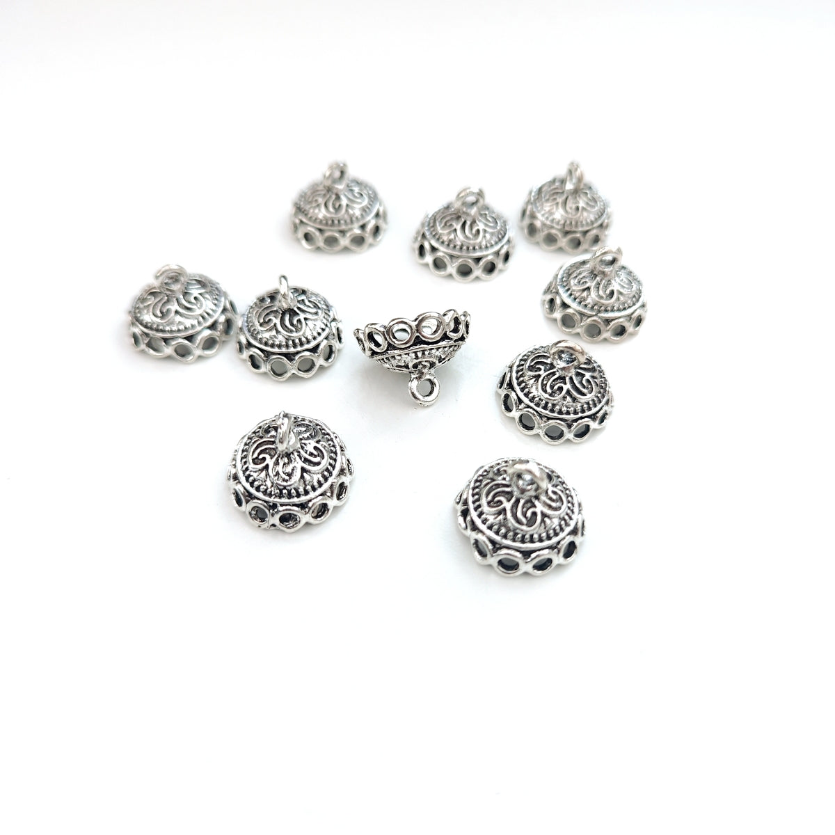 Oxidised silver jhumka earring component 16 x 12 mm