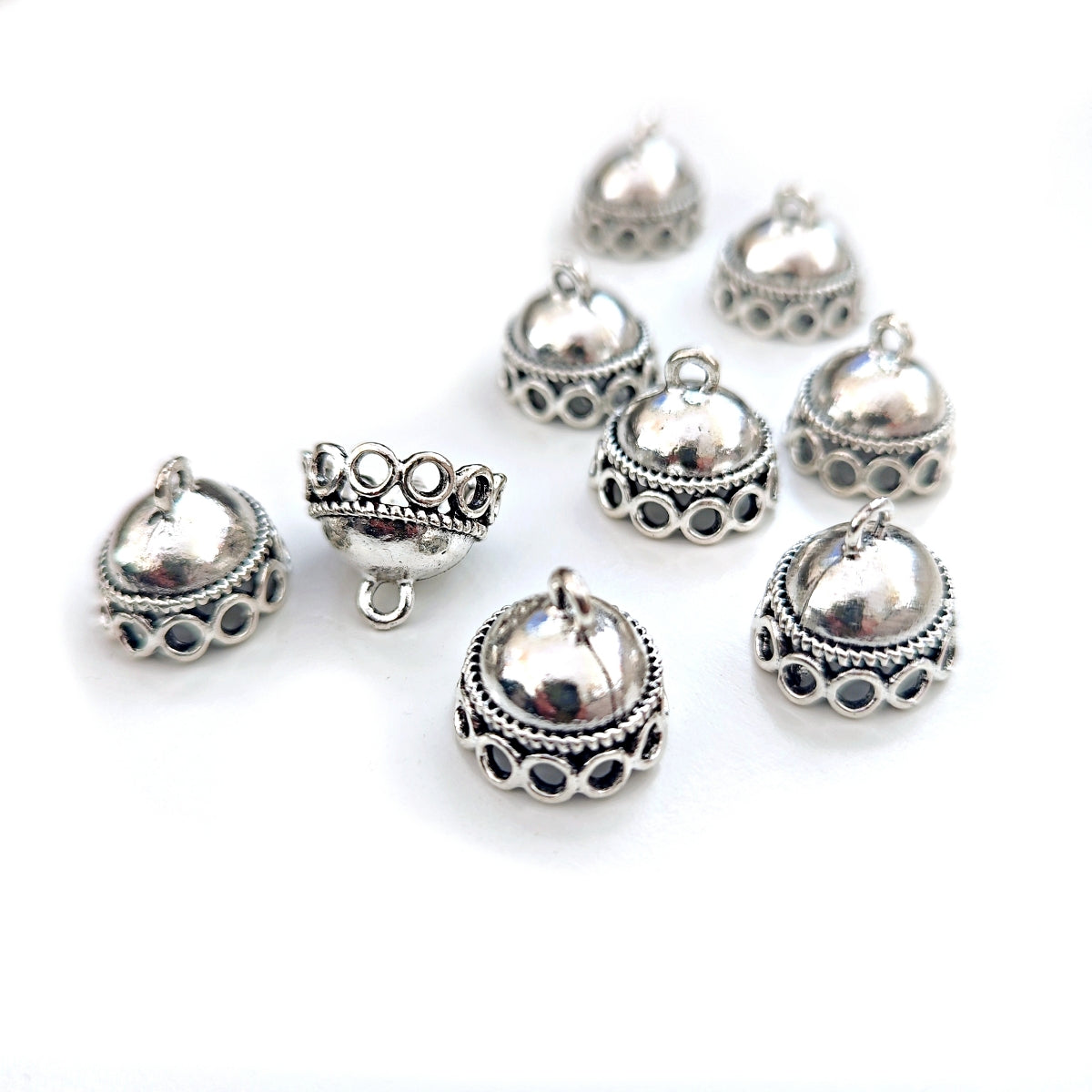 Oxidised silver jhumka earring component 15 x 13 mm