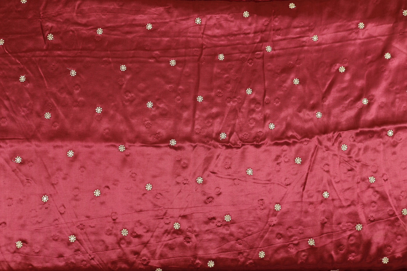 Maroon Motifs Embroidered Viscose Gaji Silk Fabric