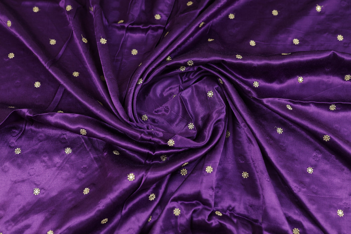 Dark Purple Motifs Embroidered Viscose Gaji Silk Fabric