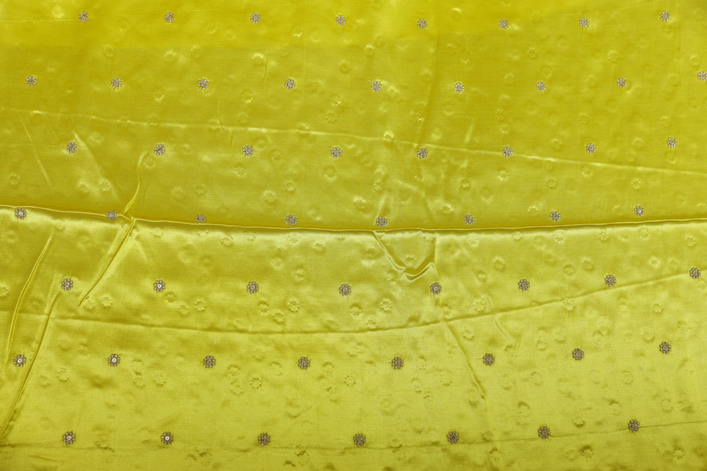 Yellow Motifs Embroidered Viscose Gaji Silk Fabric